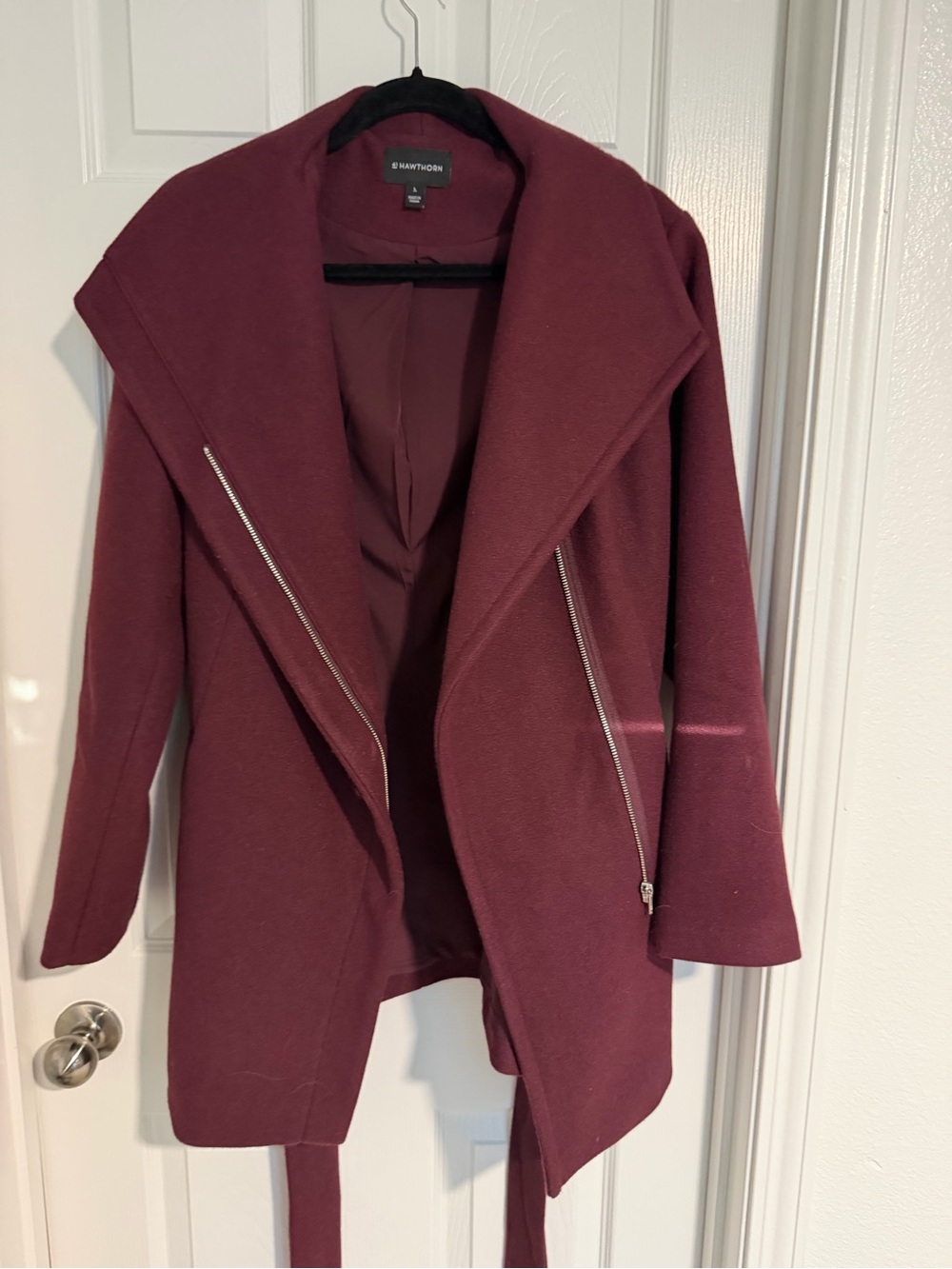 41 Hawthorn Wine Zip Trench Coat with ties